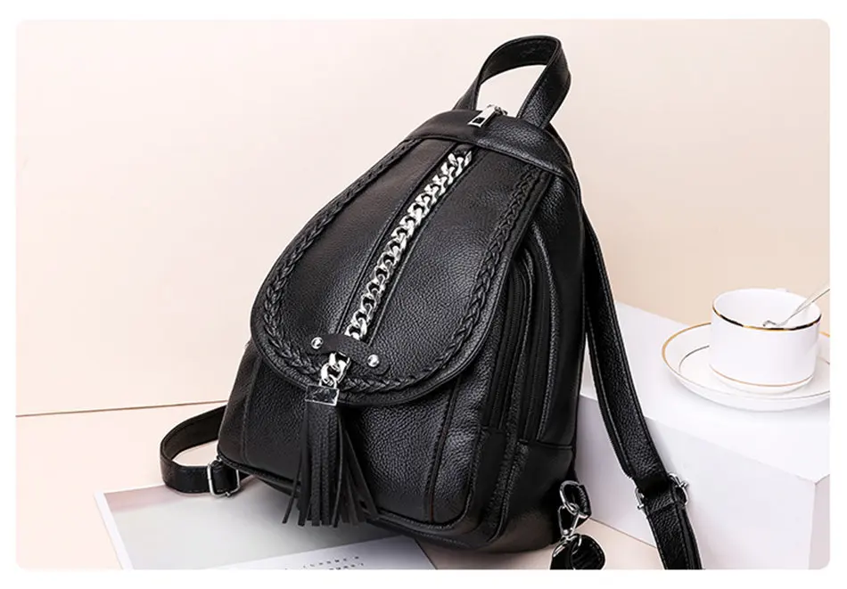 Женские кожаные рюкзаки ткацкий металлический рюкзачок с цепочками sac dos дорожные рюкзаки mochila masculina школьные рюкзаки для подростков