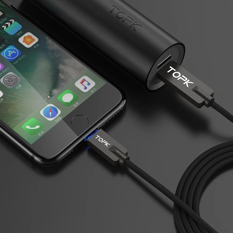 TOPK Micro USB кабель Быстрый кабель синхронизации данных и зарядки для iPhone samsung type-c зарядный адаптер usb type C кабели для мобильных телефонов