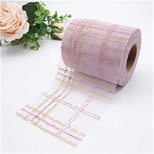 pink 25 Yd блестящая золотая решетка Тюль Блестки Ткань Сделай Сам детское шоу свадебное украшение свадебные подарки аксессуары для волос на Рождество Декор - Цвет: pink
