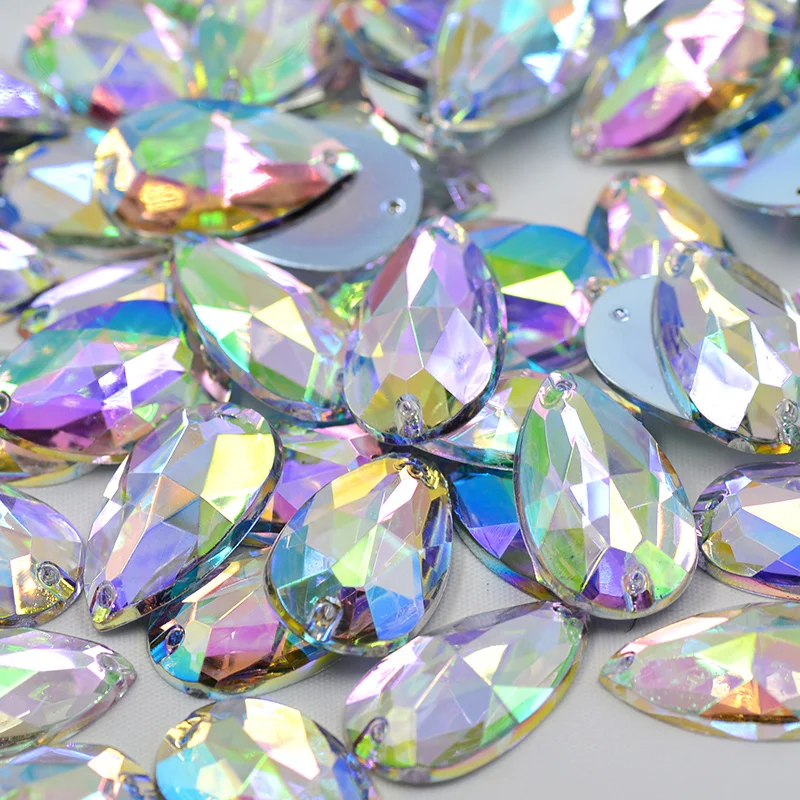 Sewing Red AB Teardrop Crystal Rhinestone 100pcs 17*28mm Sew On Stones Flatback Acrylic Gems For Wedding Dress Decoration sew on rhinestones,rhinestone accessories,crystal rhinestones,rhinestones beads,rhinestone crystals,sewing rhinestones
