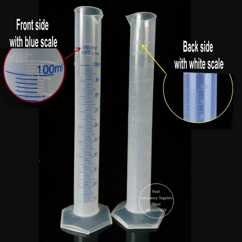 4pcs/set (10ml, 25ml, 50ml, 100ml) lab plastic Graduated Plastic Measuring Cylinder With White and Blue Double Scale Line