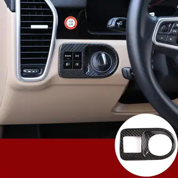 

Car styling For Porsche Cayenne 2018 2019 Real Carbon Fiber Car Headlight Switch Frame Trim Car Interior Accessories
