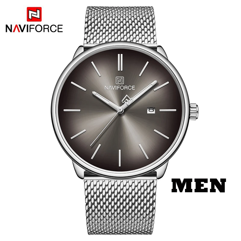 SB MEN Роскошные часы для влюбленных NAVIFORCE для мужчин и женщин, простые повседневные кварцевые наручные часы, водонепроницаемые часы с датой, часы для пары, подарок - Цвет: SB MEN