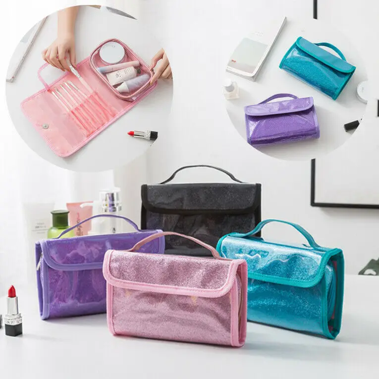 Блестящая сумка косметический Органайзер для макияжа Дорожная сумка из ПВХ косметичка водонепроницаемая