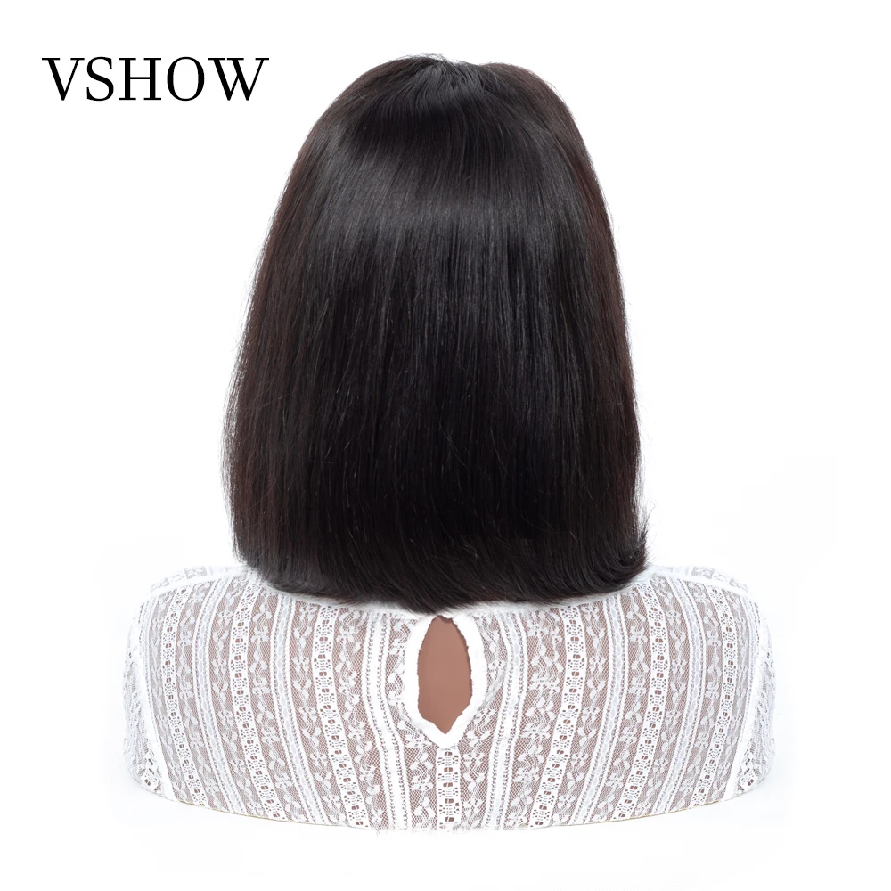 VSHOW 13x4 прямые короткие парики на кружеве Натуральный Цвет 130% 150% 180% плотность бразильские Remy человеческие волосы боб парики