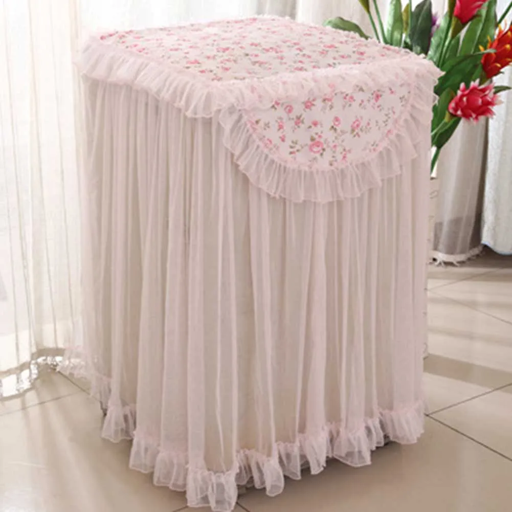 55x85x85cm Soft Laundry Full Protection Washing Machine Cover Floral Printed Household Practical Durable Universal Lace Ruffle - Цвет: 2