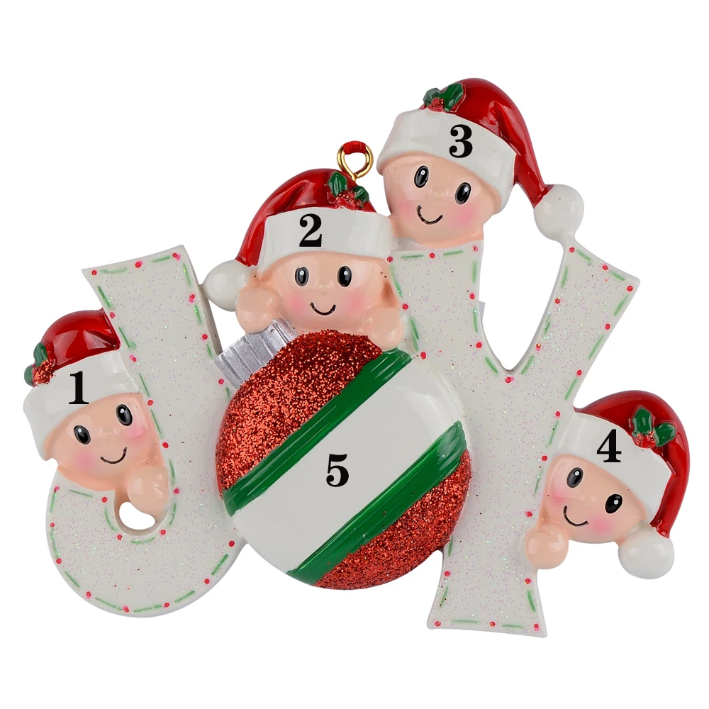 Joy Family Members of 4 Polyresin Glossy Accents Personalized Christmas Tree Ornaments For Home Decoration Joy Family Members of 4 Polyresin Glossy Accents Personalized Christmas Tree Ornaments For Home Decoration