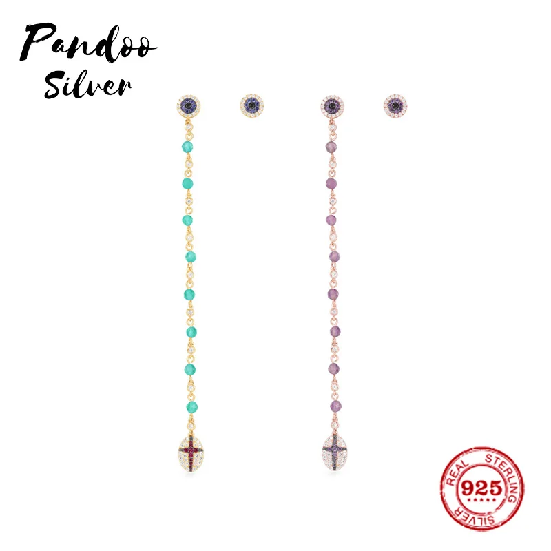 Модные очаровательные серебряные оригинальные 1:1 копия, Стерлинговое розовое серебро Асимметричная Подвеска Серьги с Sud Роскошные ювелирные изделия подарок для женщин