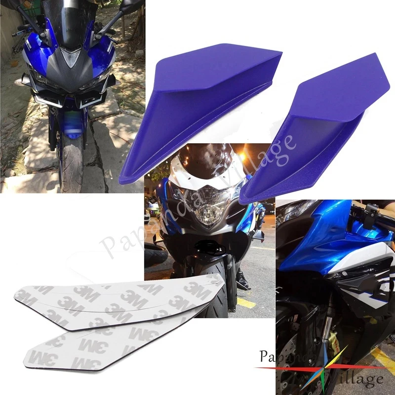 Blue Aero Winglet Motorbike Racing Dynamic Fairing Wing Kit For Honda Ducati BMW Yamaha Kawasaki ER6F ZX14R ZX6R YZF R1 R6 R25