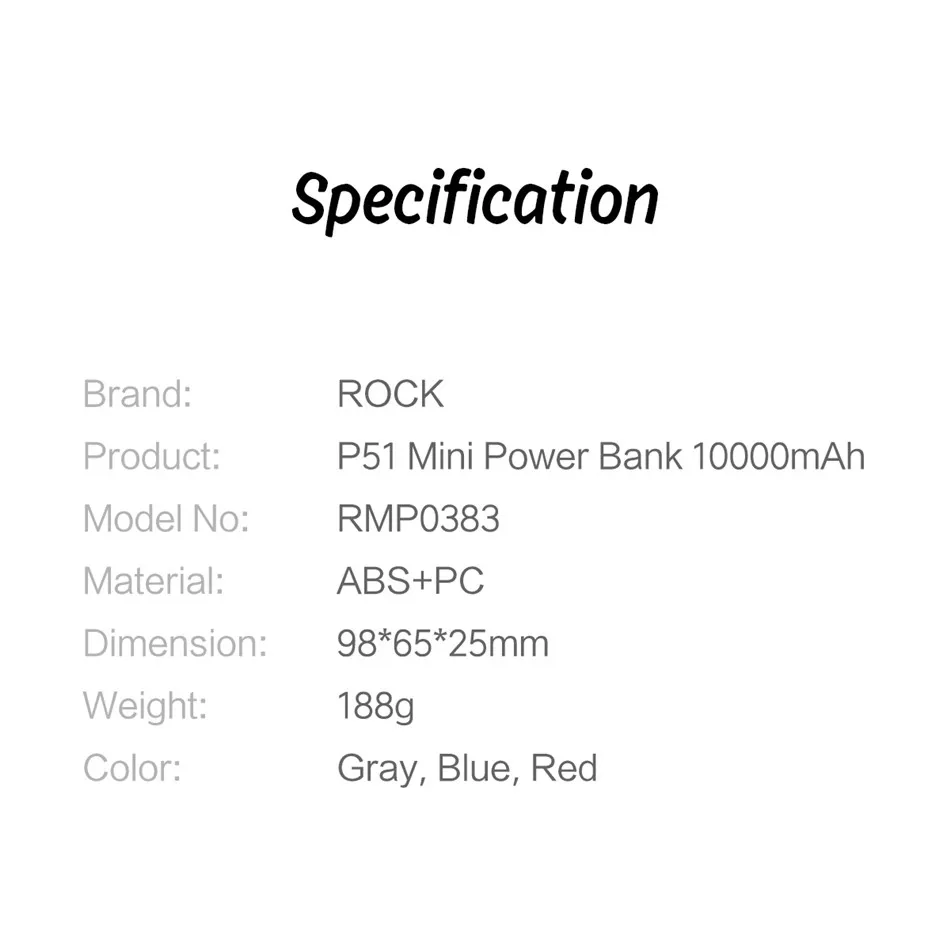ROCK Mini power Bank портативный ультратонкий полимерный аккумулятор 10000 мАч для iPhone 11 Pro XR
