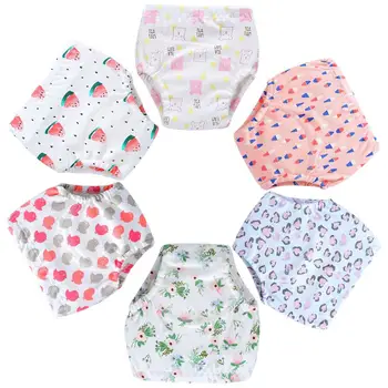 

6pcs Cute Reusable Training Pants Baby Diapers Washable Infants Nappies