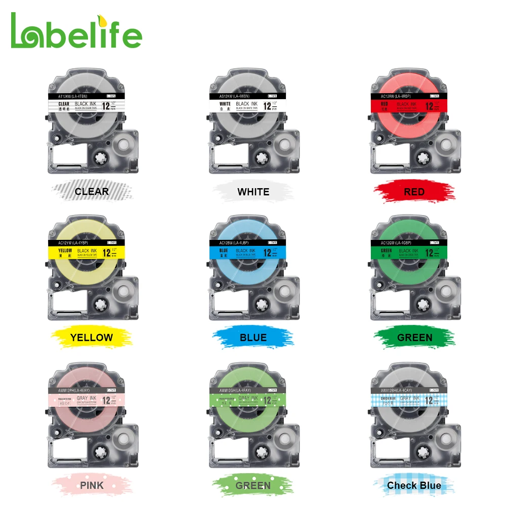 Labelife SS12KW SS9KW ленты для этикеток совместимые с EPSON LW 300 400 600P принтер черный на