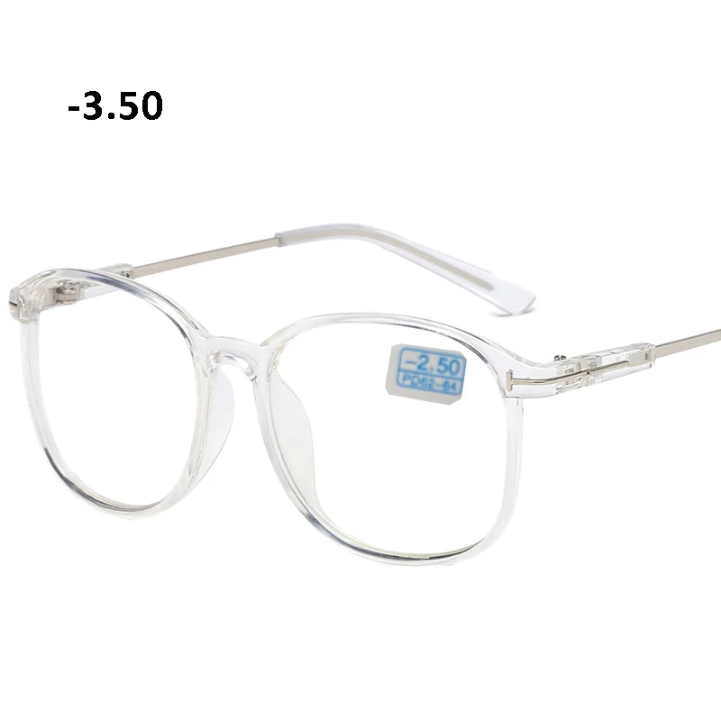 Металлическая оправа близорукость отделка очки Оптические близорукие очки-оверсайз черные прозрачные Рецептурные очки - Цвет оправы: clear -3.50