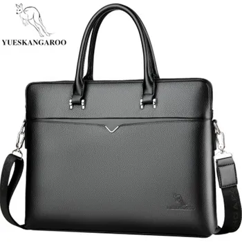 

Men Briefcase High Quality Business Famous Brand Leather Shoulder Messenger Bags Office Handbag 14.5 inch Laptop bag men bag 060