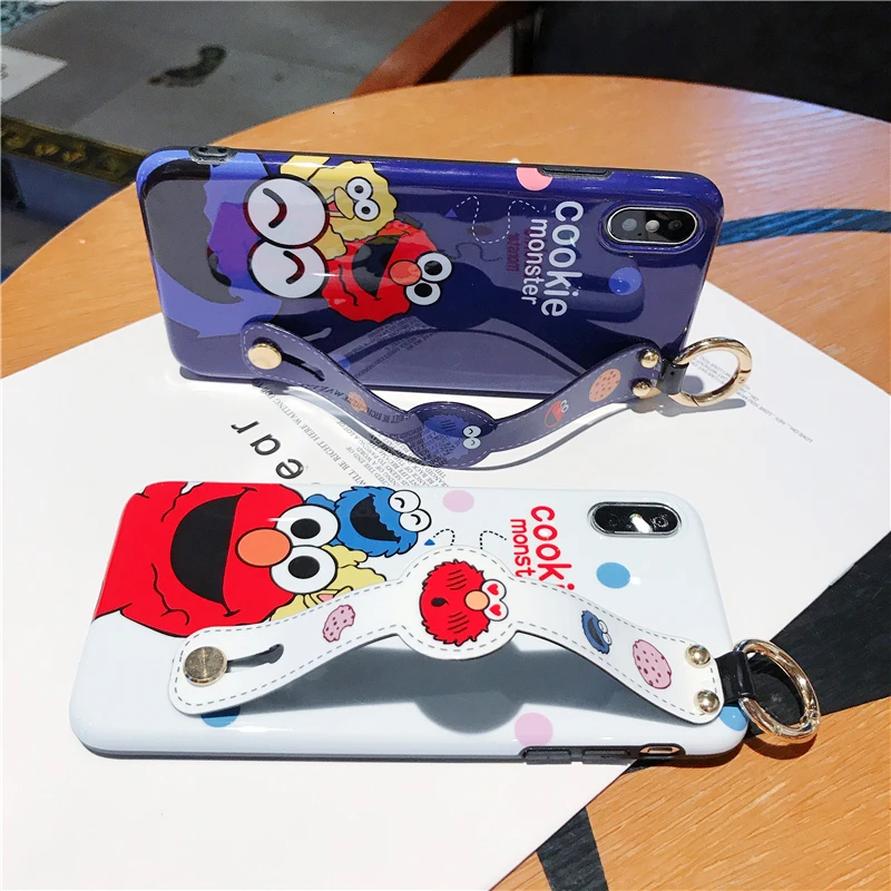 Чехол с изображением печенья монстра для iPhone 11 Pro XS Max XR X мультяшный милый ремешок на запястье силиконовый чехол для телефона для iPhone 7 8 6 6S Plus чехол