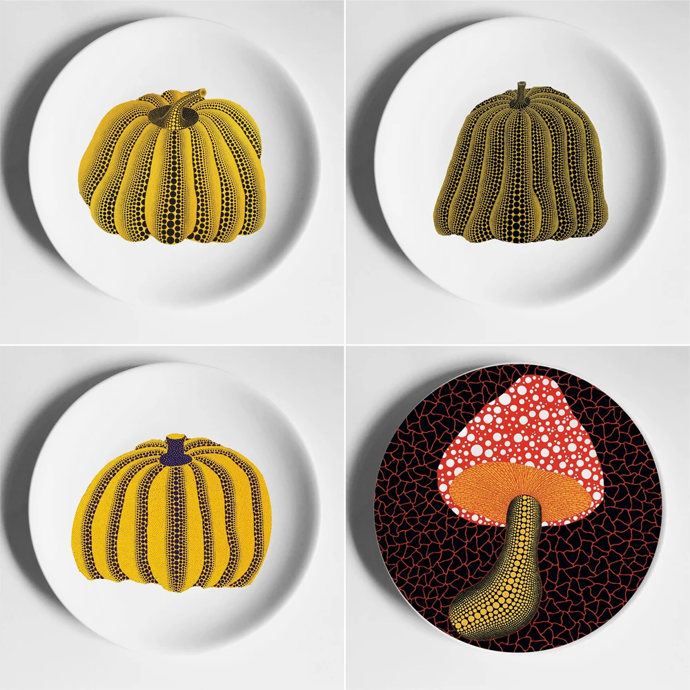 

Japan Art Dish Kusama Yayoi Pumpkin Plate Wall Decoration Hanging Plate Wall Plate Ceramic Decorative Plate Wall Plate