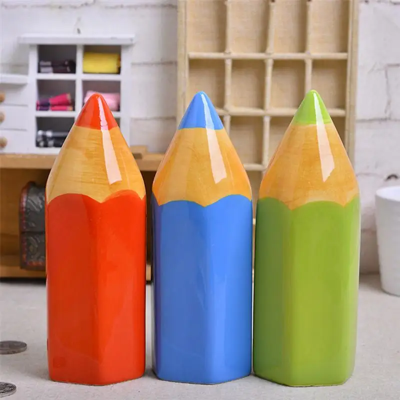 

3Pcs Lovely Pencil Piggy Bank Cute Children's Toys Fashion Ceramics Artworks Green Red Blue