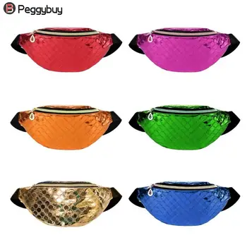 

Fashion Shiny Leather Chest Bag Women Fanny Pack Outdoor Sports Casual Waist Belt Pouch nerka