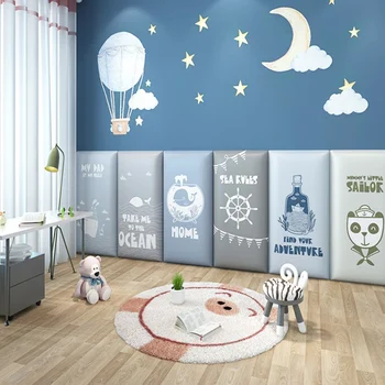 

2PCS Padded Headboard Wall Panels Children's Room Anti-Collision Safety Headboard Self-adhesive Bedside Background