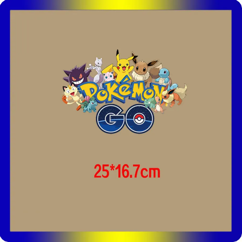 

1pcs A-Level Washable Pokemon Vinyl Applique Heat Transfer Pikachu Patch Ironing Clothes Thermal Easy-Printed Stickers Badges