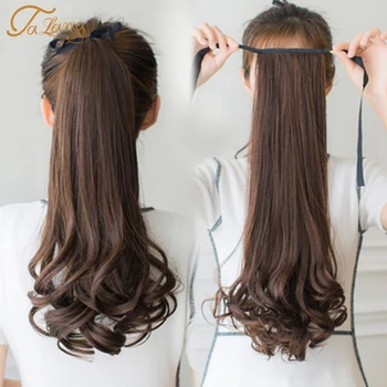 

TALANG Brown Black Heat Resistant Synthetic Hair Extensions Pony Tail Hair Extensions Drawstring Ponytail 18" Hair Extensions