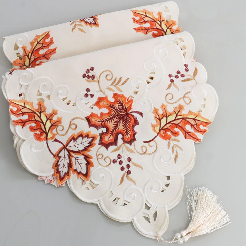 Tofok вышитый стол бегуны День благодарения современные кленовые листья Ткань Домашний Декор фестиваль Свадебная вечеринка столовая поставка