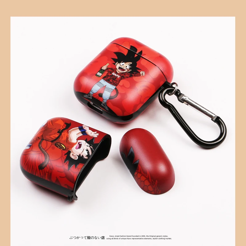 Японский модный бренд, камуфляжные чехлы для наушников Dragon Ball Son Goku для Apple Airpods 1/2, милый мультяшный силиконовый чехол для наушников