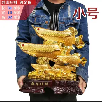 

LARGE TOP COOL 2020 HOME OFFICE COMPANY SHOP ROOM EFFICACIOUS TALISMAN MONEY DRAWING AROWANA FISH GOLDEN DRAGON FENG SHUI STATUE