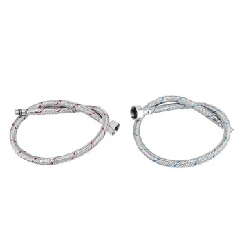 

2Pcs Faucet Connector Flexible Water Supply Line Hoses Hot Cold Stainless Steel