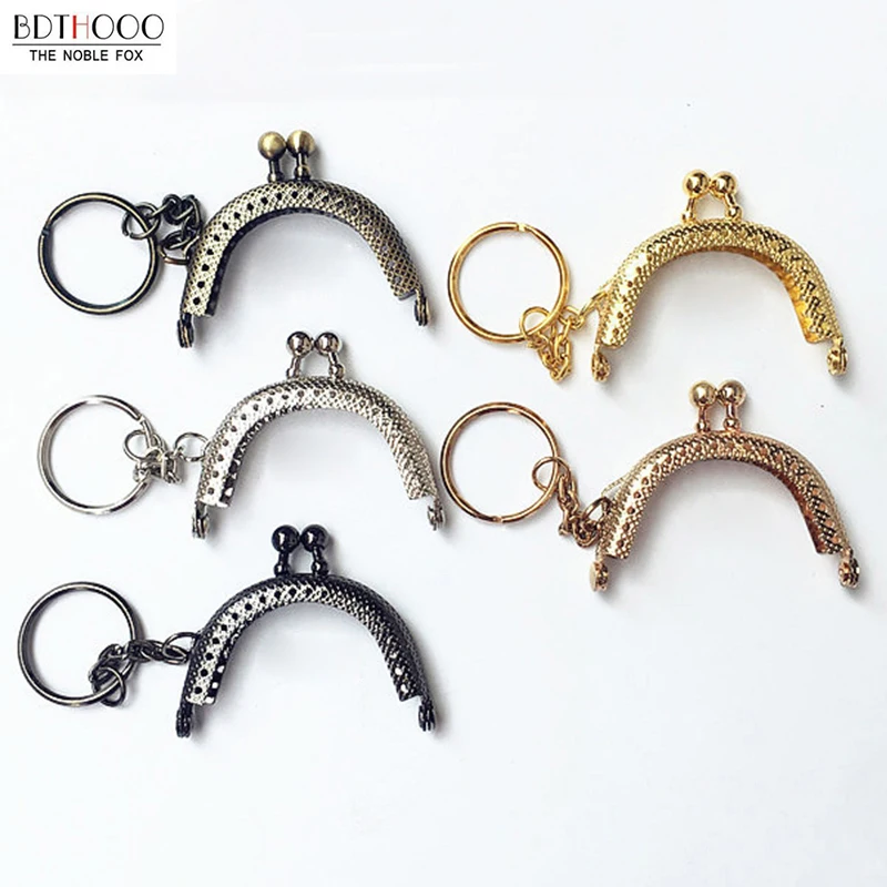 20PCS 5cm Metal Coin Purse Frame Handle with Keyring Kiss Clasp Lock Bags Hardware Antique Bronze for Clutch Bag Accessories