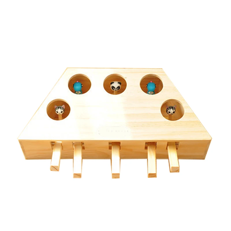 5 hole rubber Кота дразнящие игрушки дл животных, из цельного дерева кошки детские развлекательные игрушки, играющий Хомяк и прикольным изображением кошки, Мультяшные развивающие игрушки - Цвет: 5 hole rubber