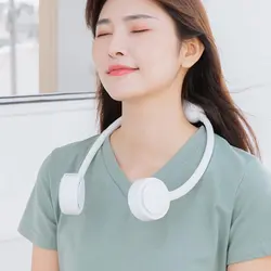 No Blade Portable Mini USB Neck Fan Ultra Quiet Cooler Air Conditioner Leafless Hanging Neck Fan Lazy Neck Fan
