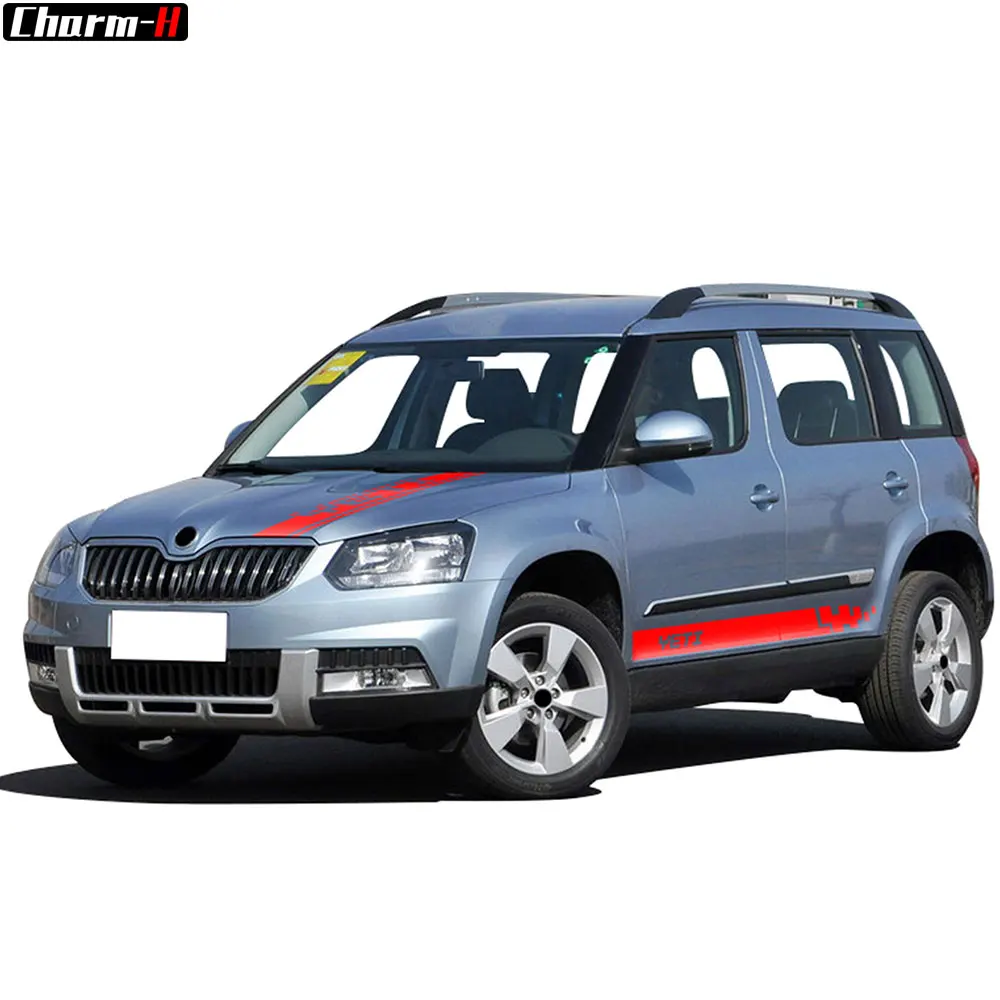 Racing Sport Car Styling Hood Engine Cover Decal Body Graphics Vinyl Side Stripes Skirt Sticker for Skoda Yeti Tuning Accessorie