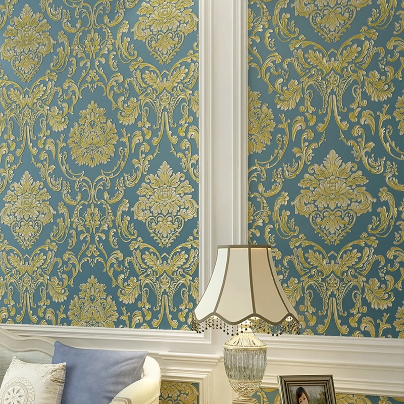 Современные обои в дамасском стиле роскошные обои тисненый текстурированный 3D покрытие стен для спальни гостиной домашний декор - Цвет: P00105