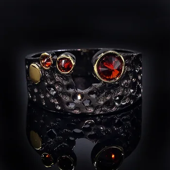 

Hot Selling Super Cute Gothic red zircon Ring for Women Geometric Green Olivine Red Zircon Casual Fashion Jewelry gift