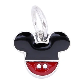 

New 925 Sterling Silver Bead Charm Black & Red Enamel Mickey Icon Symbol Pendant Beads Fit Pandora Bracelet Diy Jewelry