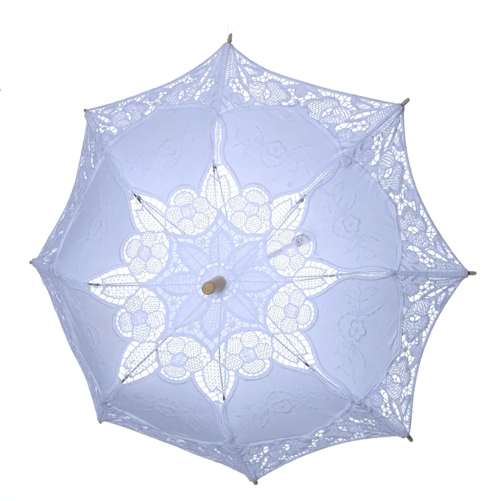 Винтажные вечерние свадебные украшения ручной работы, кружевной зонтик с защитой от ультрафиолета и ручкой, декоративный кружевной зонтик A30731 - Цвет: WHL