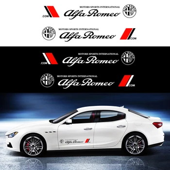 

2pcs/set Car Logo Decal Styling Body Decals Car Door Side Stickers Long Stripes Accessories For Italy ALFA ROMEO 147 159 156