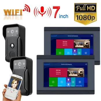 

1080P 7inch Monitor Wired WIFI Video Door Phone Doorbell Intercom Entry System Support Night Vision Phone APP Remote Intercom