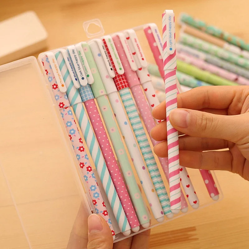 

10pcs/set Shredded Flower Stationery Small Fresh Wave Point Water Color Pen Color Neutral Pen Water Color Pen School Supplies