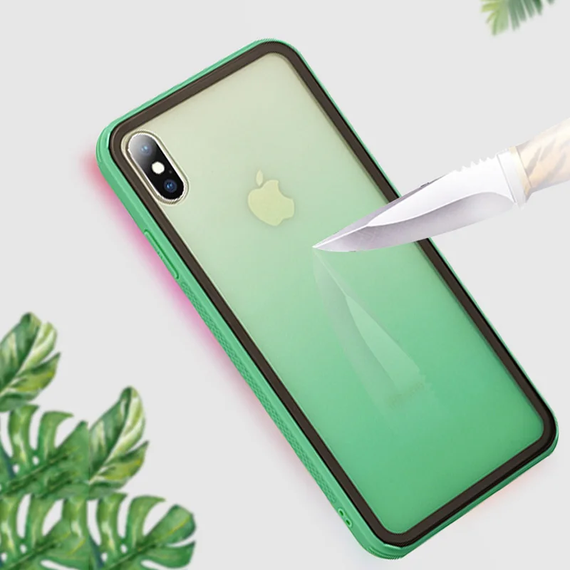 Роскошный прозрачный градиентный телефонный чехол для iphone XS Max XR 7 8 6s 6 plus акриловый пластиковый чехол карамельный цвет мягкий силиконовый край