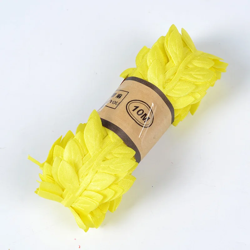 11 Yellow 10 метров цветная веревочная лента wide1.5cm ткань красочные листья из ротанга цветок DIY украшения дома гирлянда принадлежности для рукоделия - Цвет: 11 Yellow