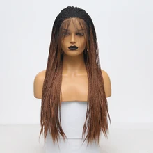 QUINLUX парики Омбре коричневый микро Плетеный парик с детскими волосами термостойкие волокна волос Синтетические парики на кружеве для женщин