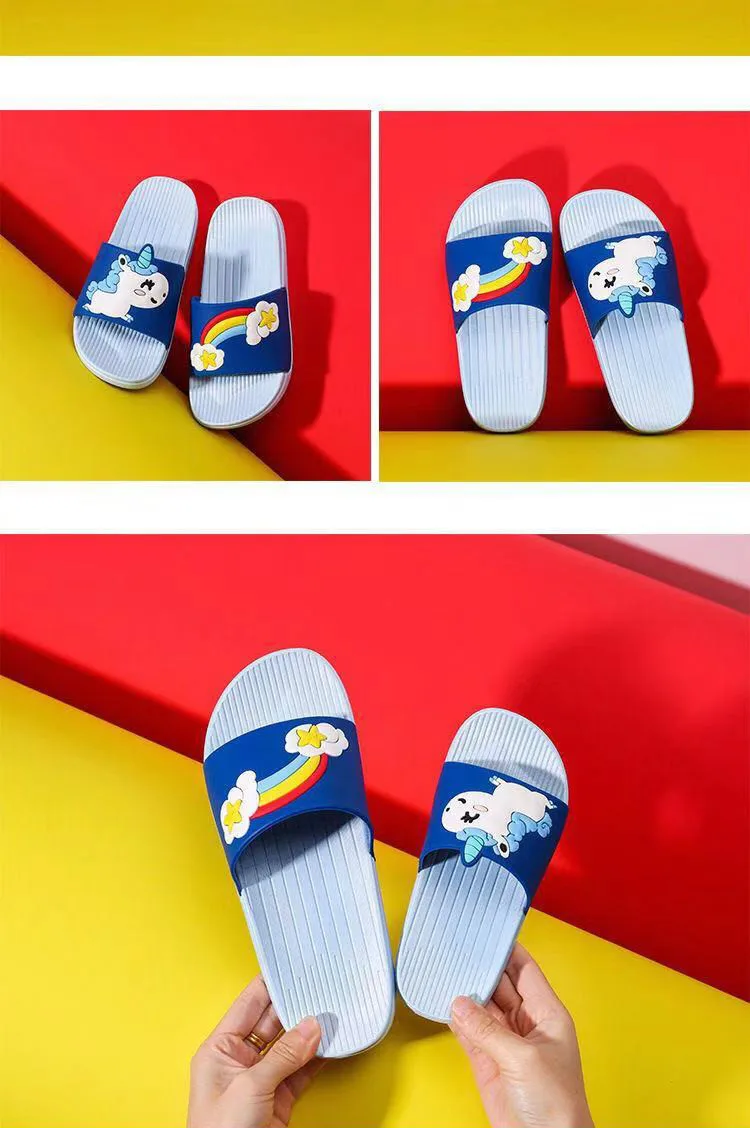 Baby Girls Cartoon Unicorn Toddler Beach Swimming Slippers Kids Boy Rainbow Shoes Children Summer Flip Flops Indoor Cute Sandals