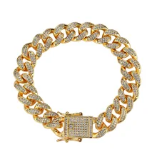 12 мм AAA циркон Снаряженная кубинская ссылка браслет мужские хип-хоп ювелирные изделия золото серебро толстый Тяжелый медный материал ледяной браслет-цепочка с фианитами