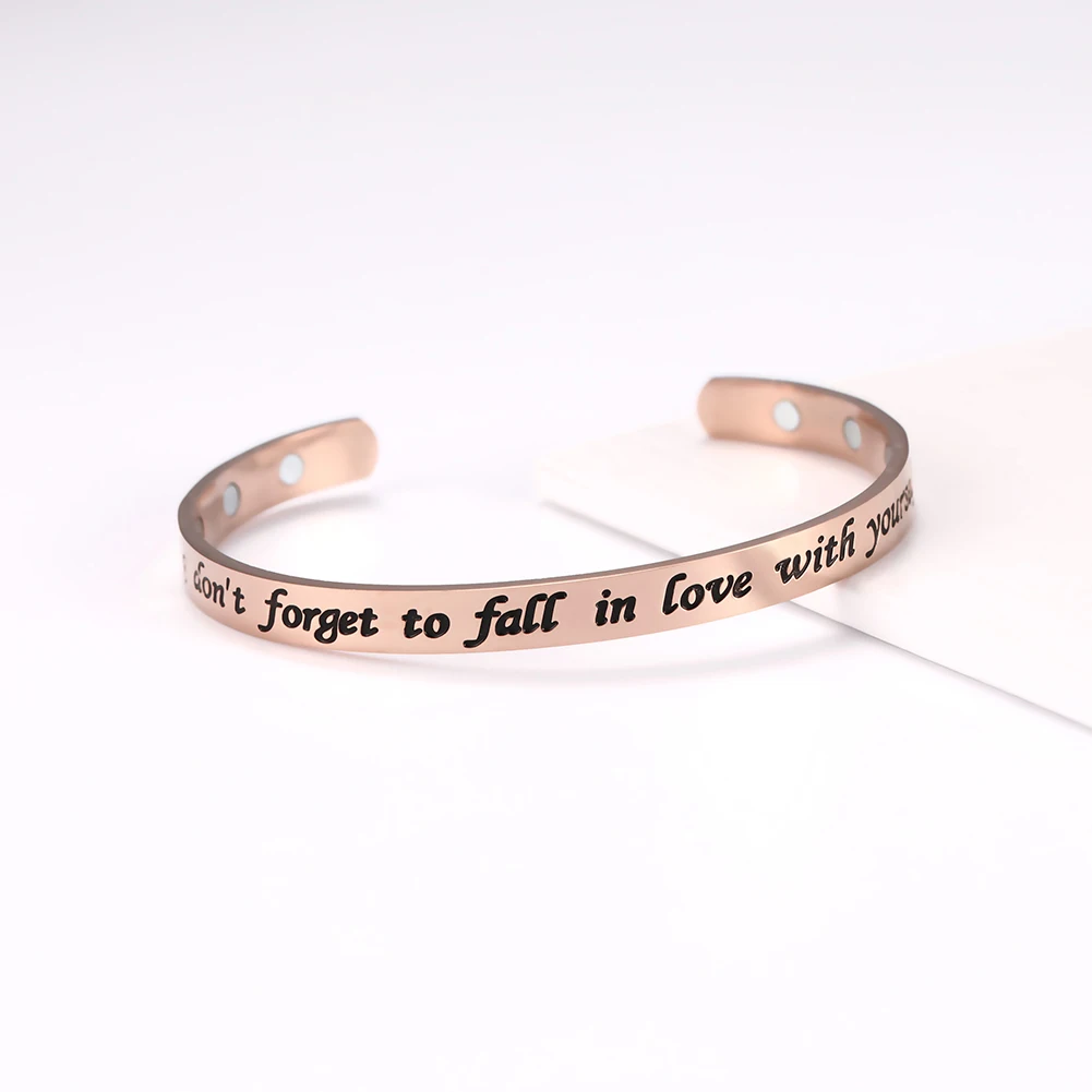 Myshape Women Bangle 316LStainless SteelSilver Gold Bangle Rose Gold Healthy Magnetic Bracelets Cuff Bangle Hand Chain
