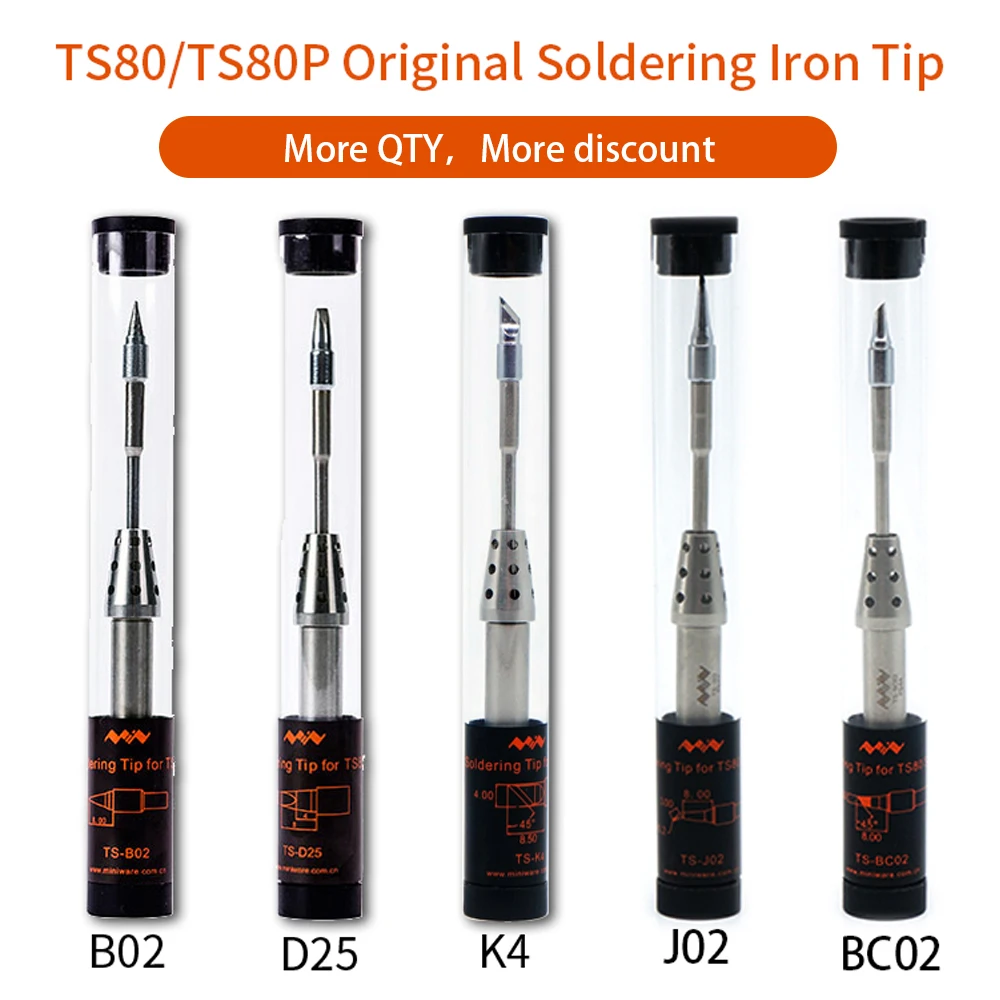 Оригинальное паяльное жало TS B02 BC02 D25 K4 J02 TS80 TS80P Сменная головка для паяльника