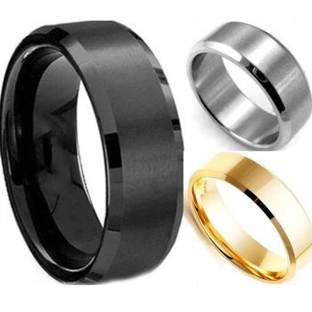 ASEGURAR RÁPIDO ❤️ Anillo de acero inoxidable para hombre, 3 colores, negro, dorado y plateado, accesorios de joyería - discount item 35% OFF Joyas y complementos