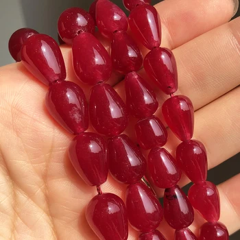 

Wine Red Jades Stone Beads Water Drop Loose Spacer Beads For Jewelry Making DIY Bracelet Accessories 15''inches 8*12mm 10*14mm