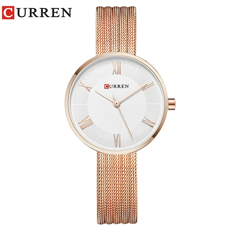 

CURREN Genuine Women's Watch Fashion Leisure Business Waterproof Steel Band Quartz Watch Elegant Big Dial Free Packing Box